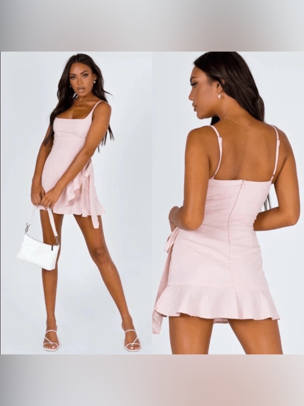 Princess Polly Cottage Hill Blush Pink Mini Wrap Dress Size XS